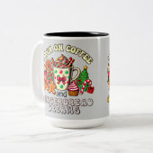 コーヒーと生姜走のパンの夢のクリスマスマグ ツートーンマグカップ (正面左)