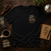 コーヒーと皮肉で動くパパ 楽しい父の日 Tシャツ