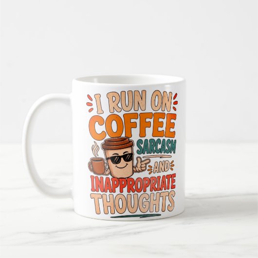 コーヒーと皮肉と不適切な思考で動く コーヒーマグカップ (左)