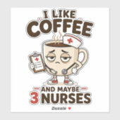 コーヒーと看護師が好きな人へ 3人のナースが可愛い シール (シート)