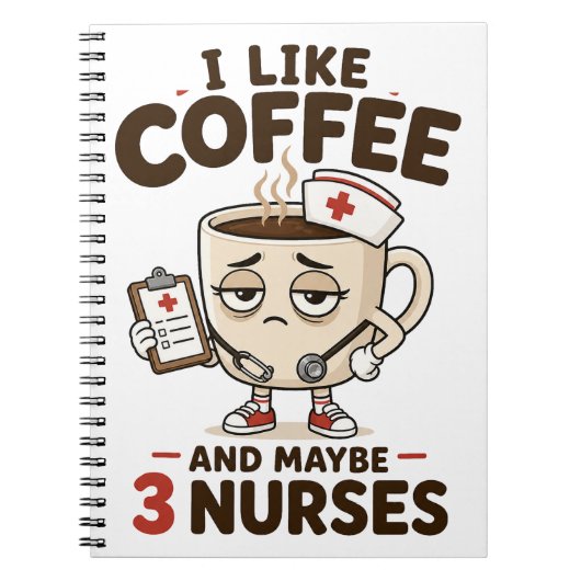 コーヒーと看護師が好き Funny Nurse ノートブック (正面)