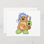 コーヒーと眠り頭のカップでクマ ポストカード (正面/裏面)