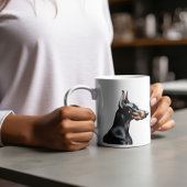 コーヒーと私のドバーマンブラックかわいい/パーソナライズのマグカップ コーヒーマグカップ