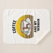 コーヒーと私のドーバーマンレトロヴィンテージ夕日 シェルパブランケット (正面(横))