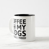コーヒーと私の犬は私が必要とするすべてである ツートーンマグカップ (正面左)