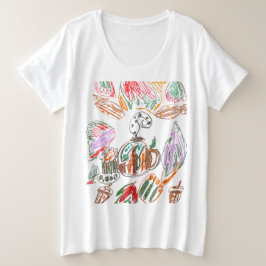 コーヒーと秋 プラスサイズTシャツ