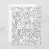 コーヒーと紅茶のドードル ポストカード (正面/裏面)