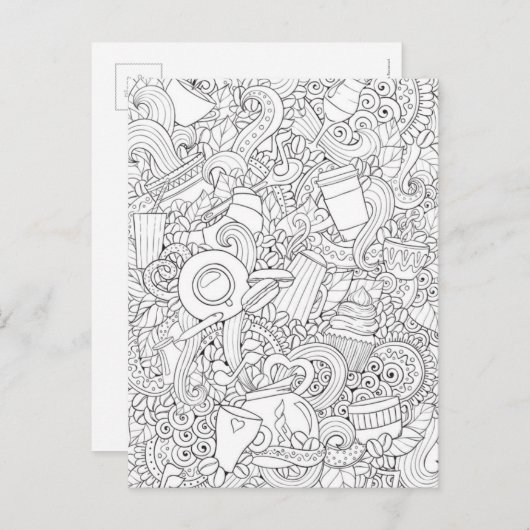 コーヒーと紅茶のドードル ポストカード (正面/裏面)