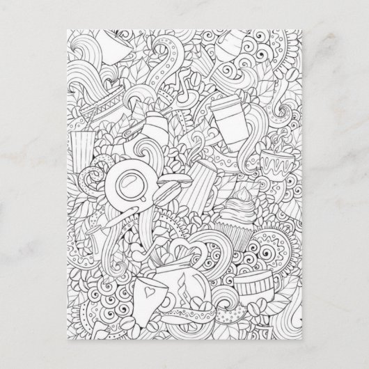 コーヒーと紅茶のドードル ポストカード (正面)