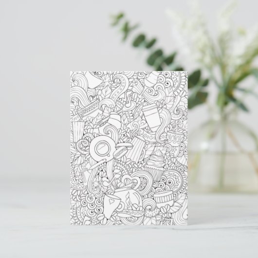 コーヒーと紅茶のドードル ポストカード (スタンド正面)