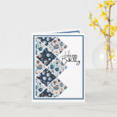 コーヒーと紅茶の愛好家のために – 青い誕生日 カード (黄色い花)