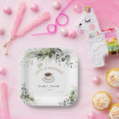 コーヒーと緑をテーマにしたウェディングシャワー ペーパープレート (パーティー)