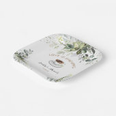 コーヒーと緑をテーマにしたウェディングシャワー ペーパープレート (傾斜あり)