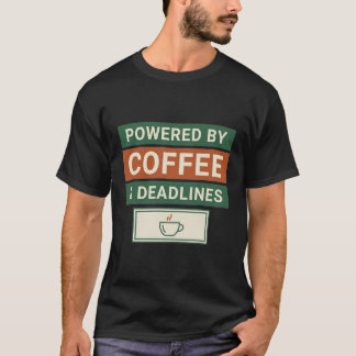 コーヒーと締め切りが原動力 おもしろコーヒーワーク柄クオーツ Tシャツ