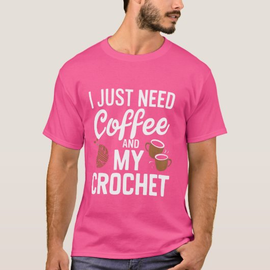 コーヒーと編み物さえあればいい 面白い編み物グッズ Tシャツ (正面)