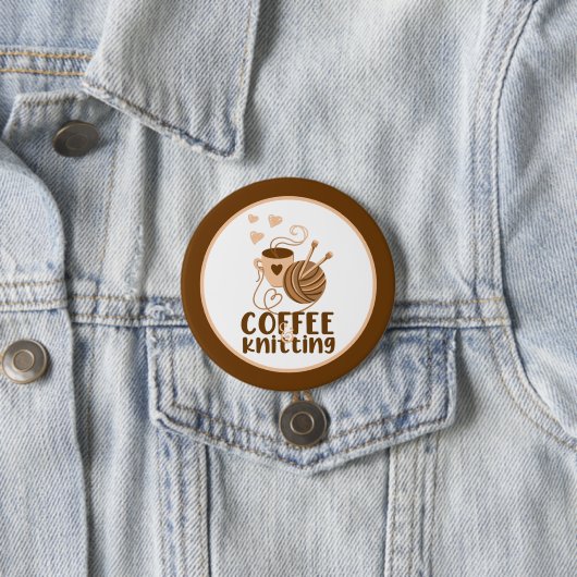 コーヒーと編み物ボタン 缶バッジ (インサイチュ)
