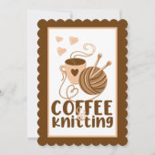 コーヒーと編み物空白のカード サンキューカード (正面)