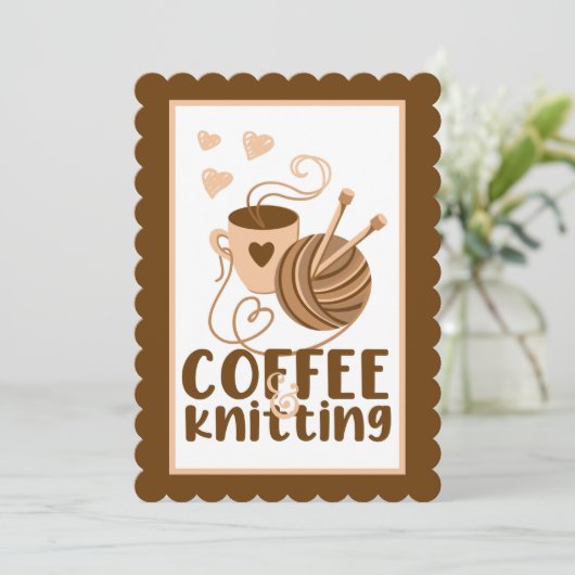 コーヒーと編み物空白のカード サンキューカード (スタンド正面)