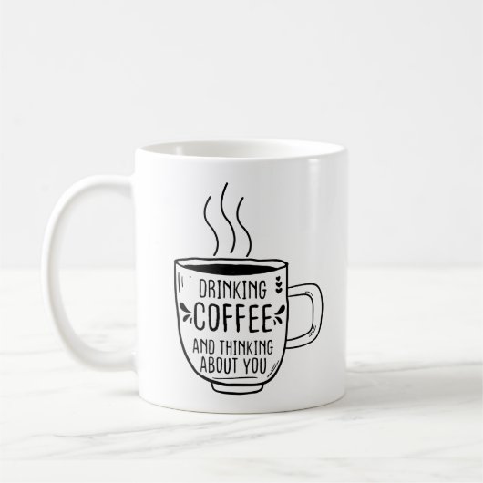 コーヒーと考えコーヒー好きおもしろい コーヒーマグカップ (左)