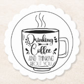 コーヒーと考えコーヒー好きおもしろい ペーパーコースター (正面)