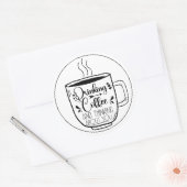 コーヒーと考えコーヒー好きおもしろい ラウンドシール (封筒)