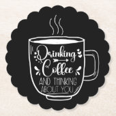 コーヒーと考え誕生日中毒クール ペーパーコースター (正面)
