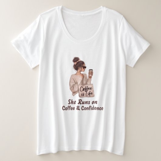 コーヒーと自信で走り出す Tシャツ (デザイン正面)
