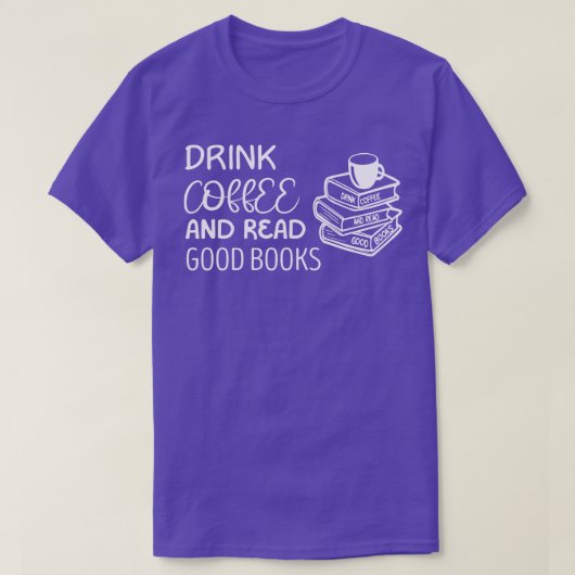 コーヒーと良い本読を飲む Tシャツ (デザイン正面)