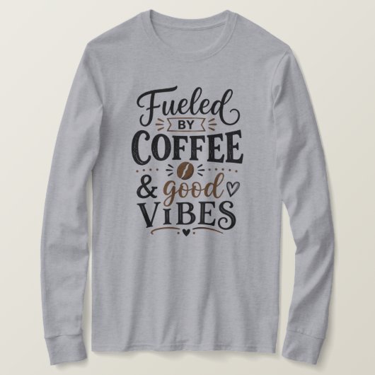 コーヒーと良い気持ちでやる気十分 Tシャツ (デザイン正面)