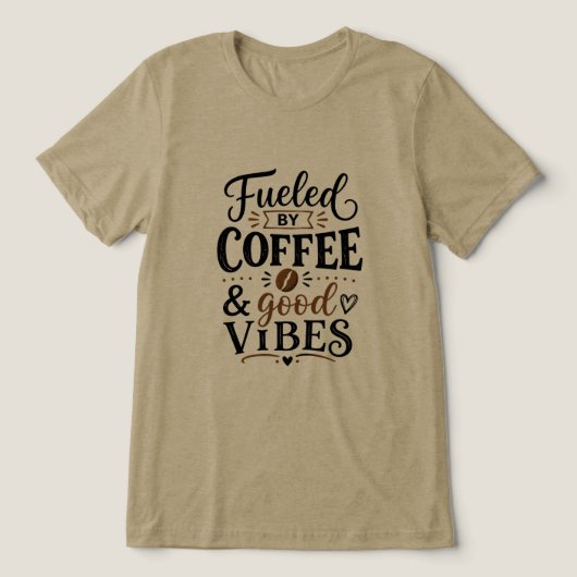 コーヒーと良い波動に支えられて トライブレンドTシャツ (デザイン正面)