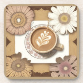 コーヒーと花 コースター (正面)