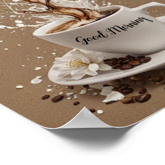 コーヒーと花 ポスター (角)