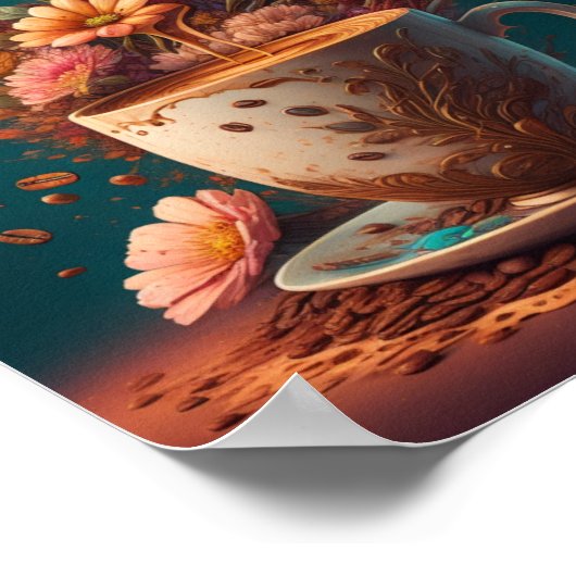 コーヒーと花 ポスター (角)