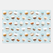 コーヒーと豆のパステルカラーのかわいいカップ ラッピングペーパーシート (正面3)