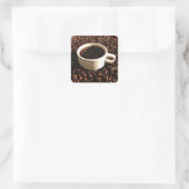 コーヒーと豆 スクエアシール (バッグ)