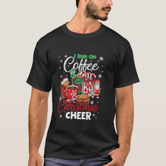 コーヒーと走クリスマスの応援キャンディでメリークリスマス Tシャツ (正面)
