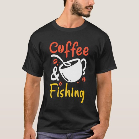 コーヒーと釣り コーヒー愛飲家 釣り好き アングラー Tシャツ (正面)