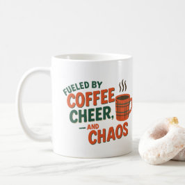 コーヒーと陽気さとカオスに支えられて Personalized コーヒーマグカップ