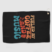 コーヒーと音楽のレトロタイポグラフィデザイン ゴルフタオル (横)