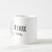 コーヒーと音楽の一日の種類かわいいタイポグラフィ コーヒーマグカップ (正面左)