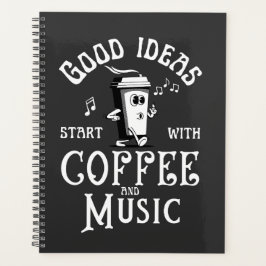コーヒーと音楽の愛好家のポジットことわざ プランナー手帳