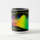 コーヒーと音楽の愛好家ミュージカルノート名の編集 マグカップ (中央)