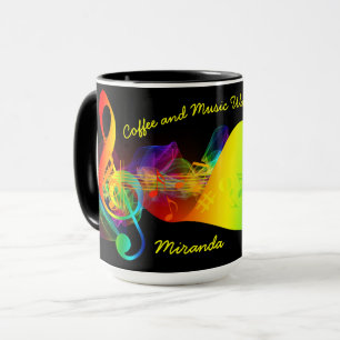 コーヒーと音楽の愛好家ミュージカルノート名の編集 マグカップ