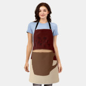 コーヒーと音楽 – コーヒーカップとミュージカル蒸気 エプロン (着用した状態)