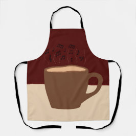 コーヒーと音楽 – コーヒーカップとミュージカル蒸気 エプロン