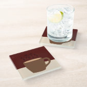 コーヒーと音楽 – コーヒーカップとミュージカル蒸気 ガラスコースター (アングル)