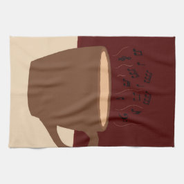 コーヒーと音楽 – コーヒーカップとミュージカル蒸気 キッチンタオル