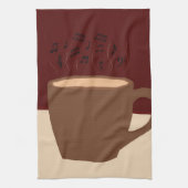 コーヒーと音楽 – コーヒーカップとミュージカル蒸気 キッチンタオル (縦)