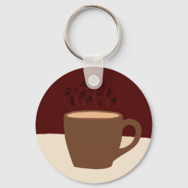 コーヒーと音楽 – コーヒーカップとミュージカル蒸気 キーホルダー
