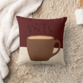 コーヒーと音楽 – コーヒーカップとミュージカル蒸気 クッション (ブランケット)